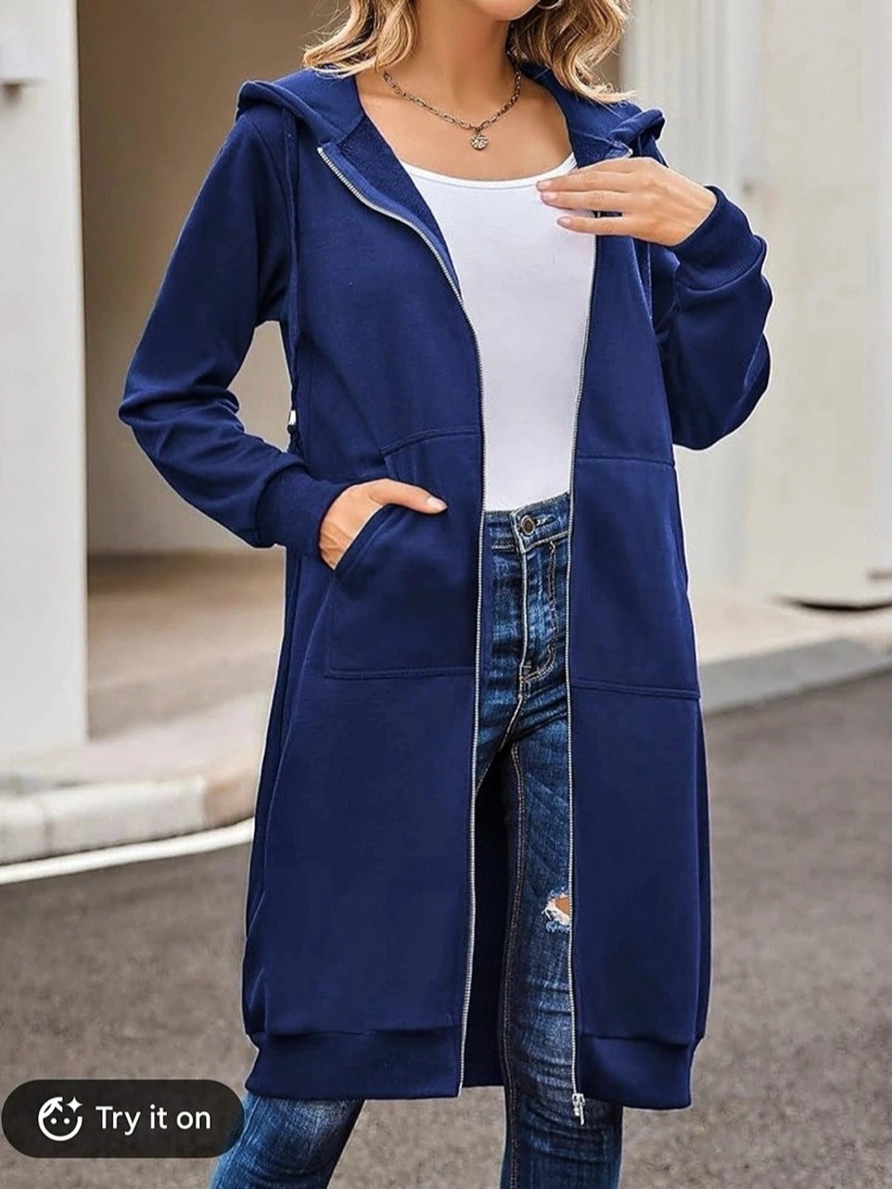 Elesol Women Casual Zip up Fleece Long Hoodie Tunic Sweatshirt Jacket Fleece XXL